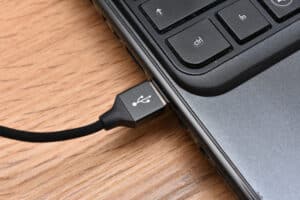 Usb Cable Connected To A Computer