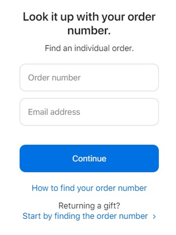 Look Up Your Order On Apple Page