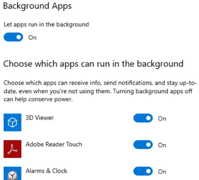 Background Apps on Windows