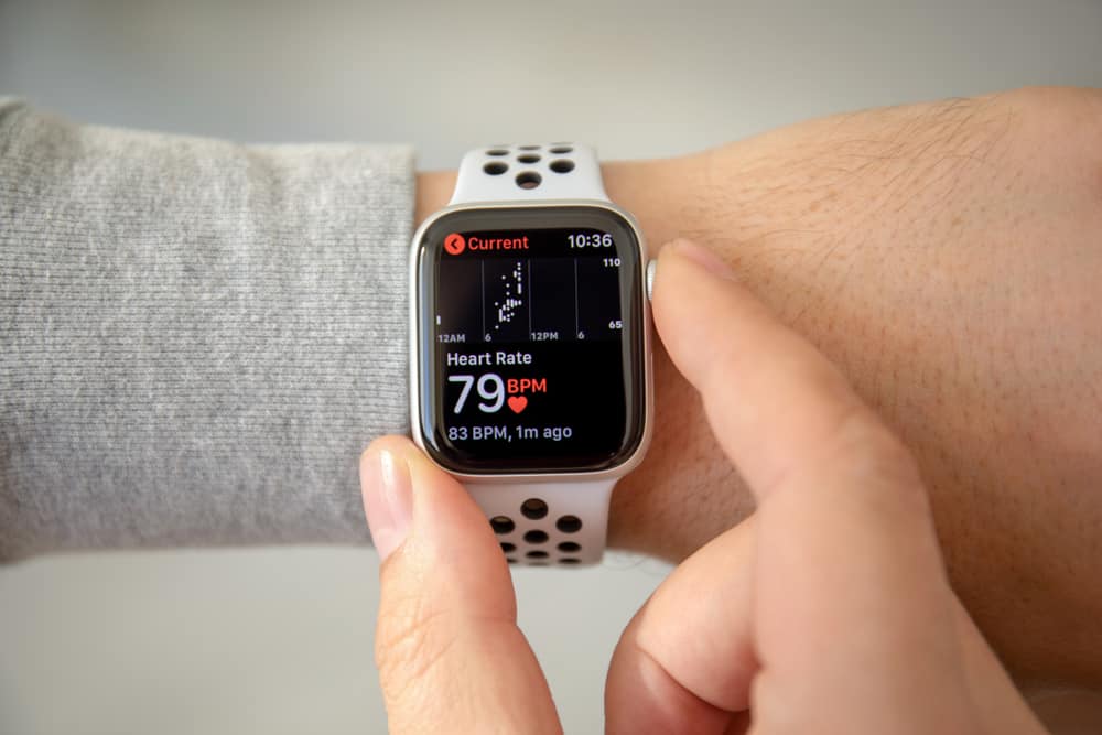 An Apple Watch With The Green Light Showing Heart Rate