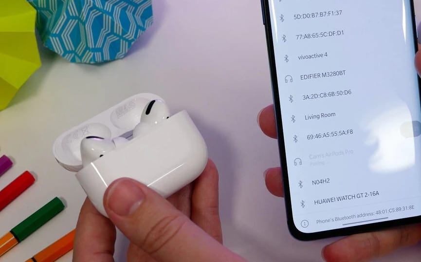 Opened AirPods case and Bluetooth connection
