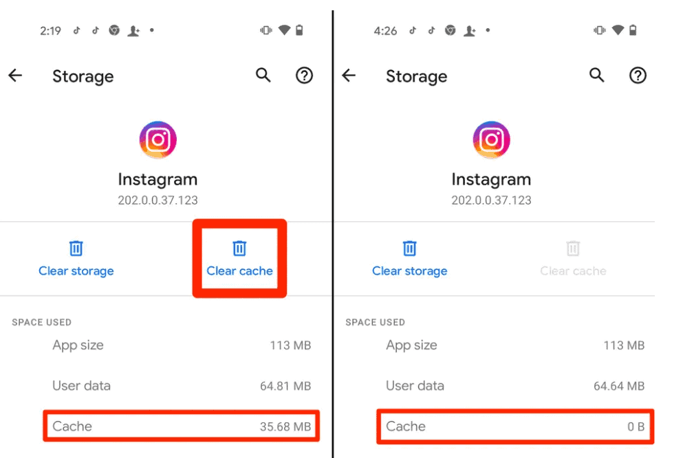 Instagram Clear Cache On Settings