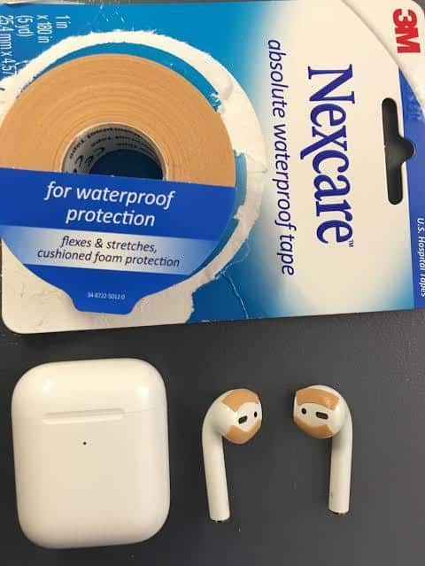 Nexcare waterproof tape on AirPods