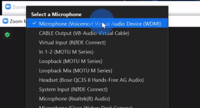 &Quot;Select A Microphone&Quot; Option On Zoom