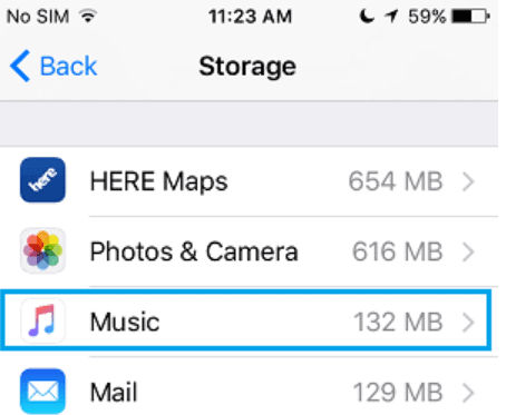 Music storage settings