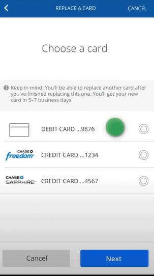 view debit card in chase app