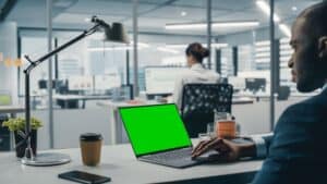Green Laptop Screen