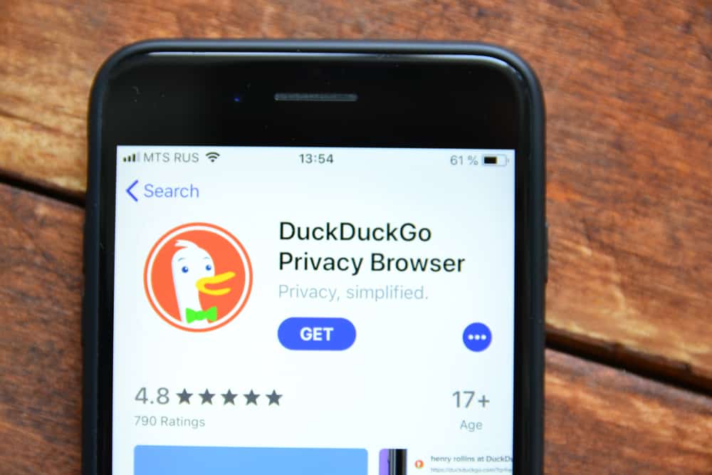 DuckDuckGo on an iPhone